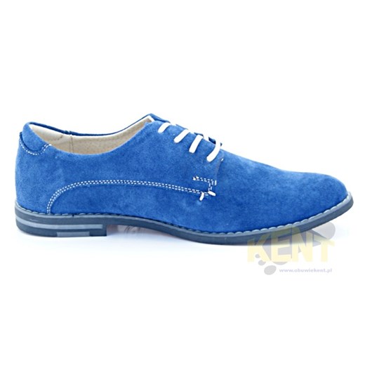 KENT 215 GRANATOWE WELUR - Męskie buty skórzane, krok w stronę dobrego stylu sklep-obuwniczy-kent niebieski Półbuty skórzane męskie