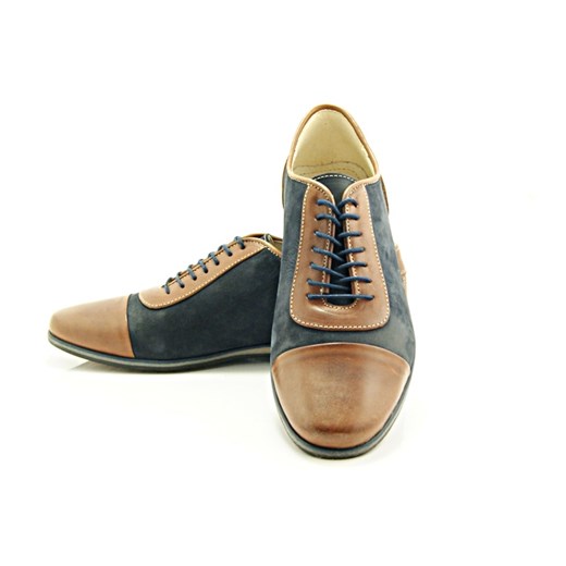 KENT 262 BRĄZ-GRANAT - Stylowe buty męskie casual ze skóry sklep-obuwniczy-kent brazowy klasyczny