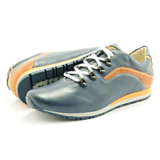 KENT 268R GRANATOWE - Skórzane buty męskie w sportowym stylu sklep-obuwniczy-kent szary codzienny