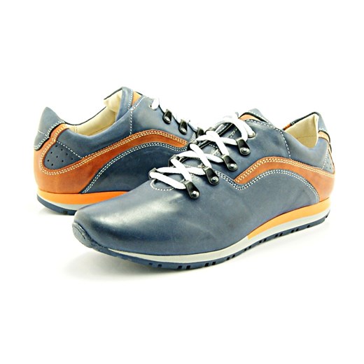 KENT 268R GRANATOWE - Skórzane buty męskie w sportowym stylu sklep-obuwniczy-kent szary elegancki