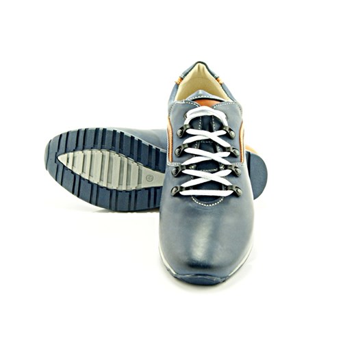 KENT 268R GRANATOWE - Skórzane buty męskie w sportowym stylu sklep-obuwniczy-kent szary skóra