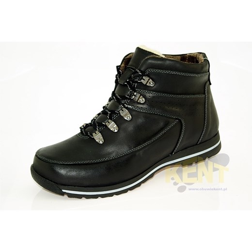KENT 350 CZARNE - Zimowe buty skórzane w stylu Timberland sklep-obuwniczy-kent czarny syntetyk