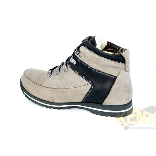 KENT 350 SZARO-CZARNE - Zimowe buty skórzane w stylu Timberland sklep-obuwniczy-kent bezowy naturalne
