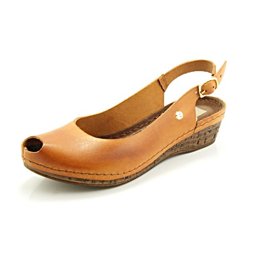 LEMAR 313 BRĄZ - Wygodne buty na lekkiej koturnie WYPRZEDAŻ sklep-obuwniczy-kent zolty naturalne