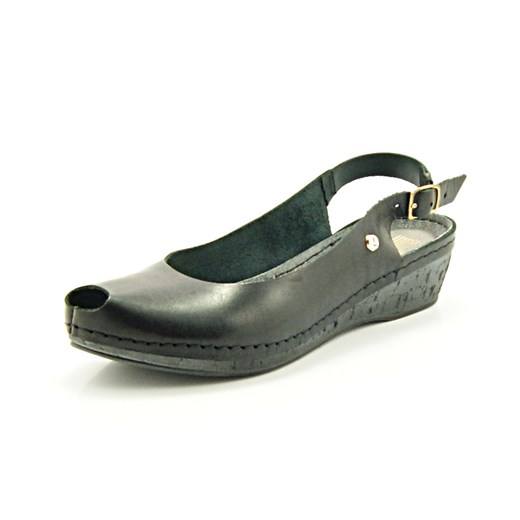 LEMAR 313 CZARNE - Wygodne buty na lekkiej koturnie WYPRZEDAŻ sklep-obuwniczy-kent szary Sandały skórzane