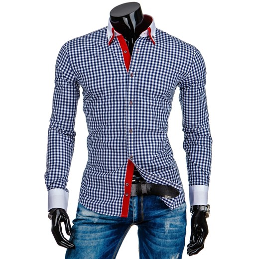 Koszula męska DSTREET biało-granatowa (dx0834) dstreet niebieski bawełna