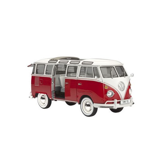 Revell, VW T1 Samba Bus, model do sklejania -  Darmowa dostawa do salonów empik! smyk-com czerwony 