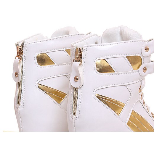 Trampki sneakersy ze złotymi dodatkami /C6-3 Z74 Sx324/ Białe pantofelek24 rozowy Sneakersy damskie