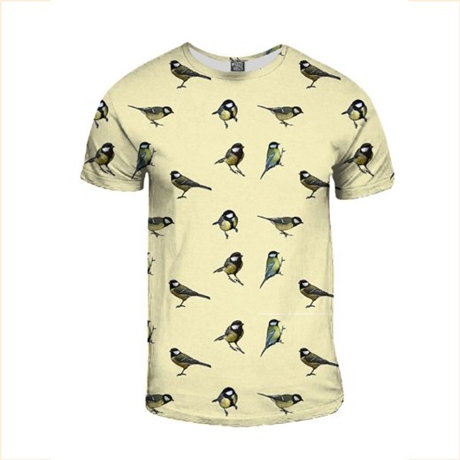 T-shirt BIRDS showroom-pl zolty dopasowane