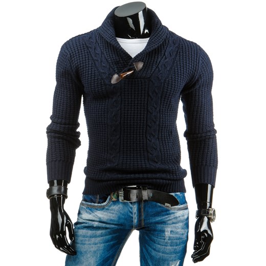 Sweter męski granatowy (wx0650) dstreet czarny elastan