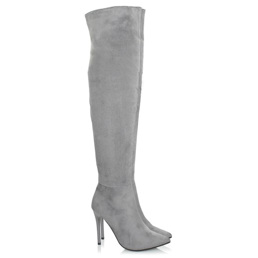 Kozaki High Knee Boots Grey brilu-pl szary Muszkieterki damskie