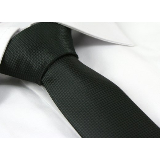 Jednokolorowy krawat - śledzik Angelo di Monti KRADM0902 jegoszafa-pl czarny jesień