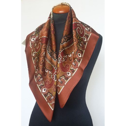 Apaszka drukowana 65x65cm 978 jedwab-polski brazowy Apaszki