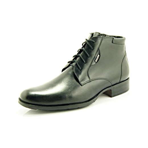 2371 CZARNE - Wysokie, eleganckie, skórzane buty męskie sklep-obuwniczy-kent szary jesień LP