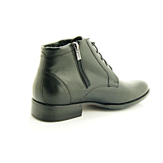 2371 CZARNE - Wysokie, eleganckie, skórzane buty męskie sklep-obuwniczy-kent szary Modne buty LP