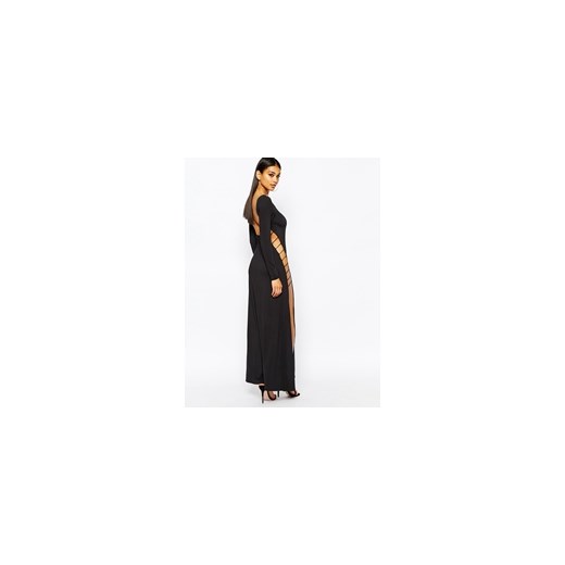 Rare London Cut Out Maxi Dress With Strap Back - Black