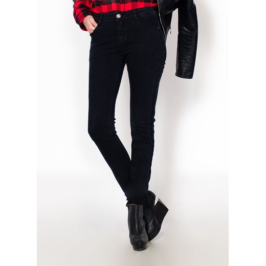 Jeansy marmurkowe z wysokim stanem zoio-pl czarny casual