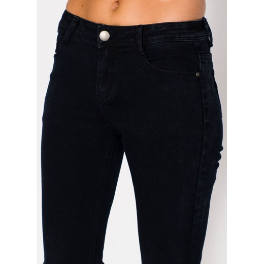 Jeansy marmurkowe z wysokim stanem zoio-pl czarny elastan