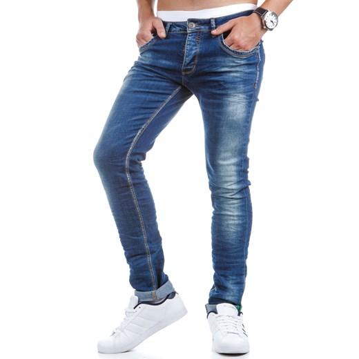 Spodnie jeansowe męskie niebieskie (ux0402) dstreet niebieski bawełna