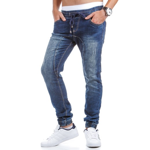 Spodnie męskie joggery jeansowe (ux0407) dstreet niebieski bawełna