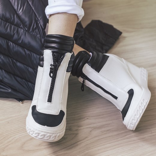 VICES - ODLOTOWE BIAŁE SNEAKERSY - ZAMEK stukstuk-pl czarny wiosna