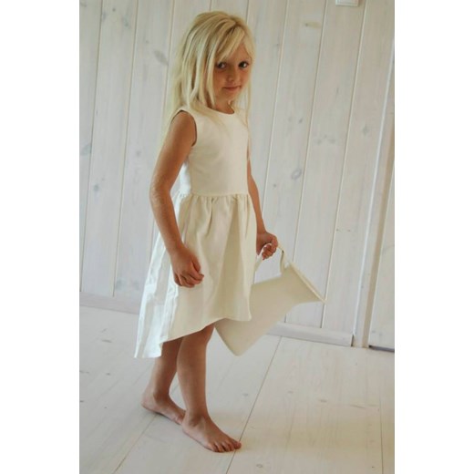 Sukienka symetryczna ecru na ramiączka kids-showroom-pl bezowy 