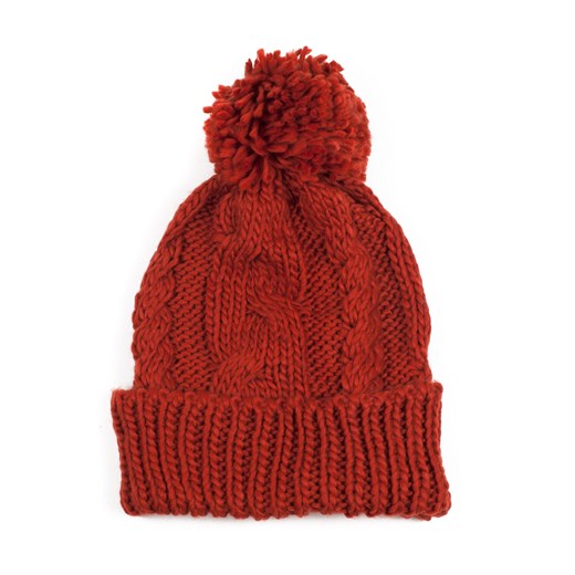 Gruba, zimowa czapka z pomponem szaleo czerwony zima