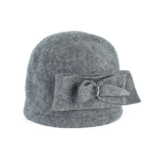 Wełniana czapka-kapelusik z kokardą szaleo szary zima