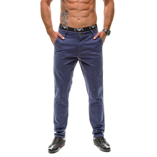 Spodnie męskie chinosy MAZIO 05-1 niebieskie - NIEBIESKI denley-pl granatowy Spodnie chinos męskie