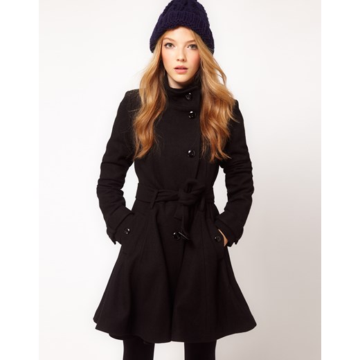Płaszcz Asos Belted And Pleated - Black pandzior-pl-new-vogue akryl