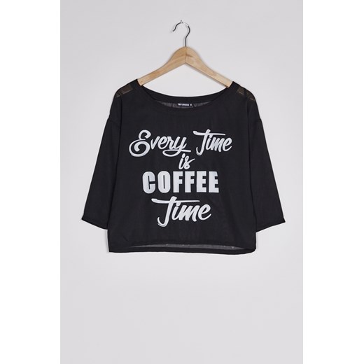 "Coffee time" t-shirt terranova czarny aplikacja