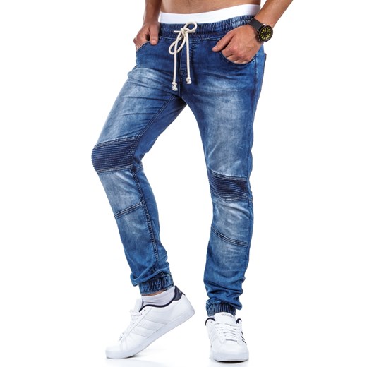 Spodnie męskie joggery jeansowe (ux0409) dstreet niebieski bawełna