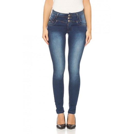 Jeansy skinny z podwyższoną talią orsay-com niebieski jeans