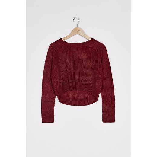 Crop mohair sweater terranova czerwony szorty