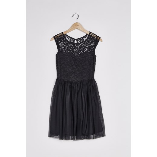 Dress with tulle skirt terranova czarny mini