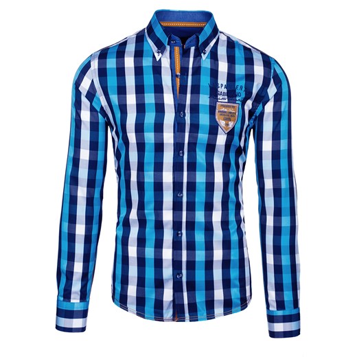 Koszula męska BOLF 1766 turkusowa - TURKUSOWY denley-pl niebieski Koszule z długim rękawem męskie