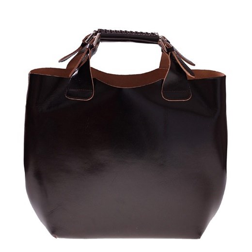 Torebka Skórzana typu Shopperbag + Kosmetyczka Produkt Włoski czekoladowa torbs-pl czarny damskie