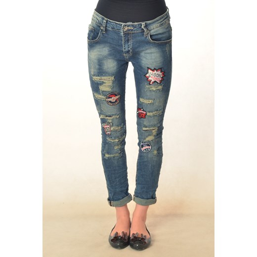 Spodnie jeansowe z naszywkami olika-com-pl  casual