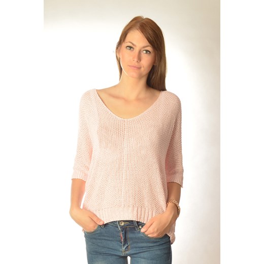 Różowy sweter olika-com-pl bezowy jesień