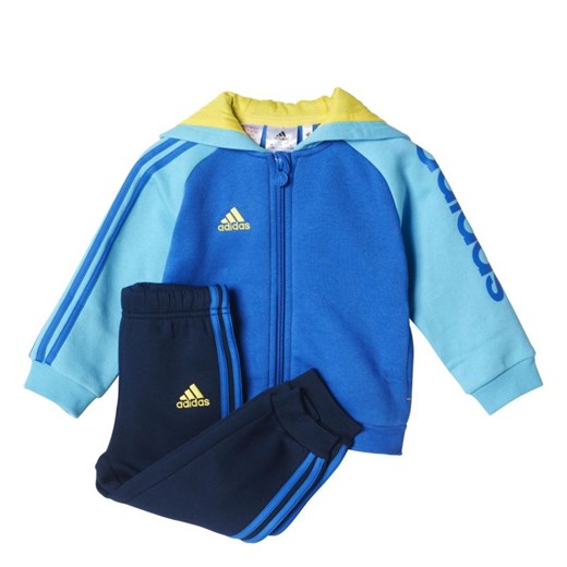 Dres adidas Linear Full Zip Hooded Jogger Kids AB6952 hurtowniasportowa-net niebieski bawełna