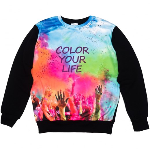 Colorful Life beyounique-pl czarny Bluzy męskie z nadrukiem