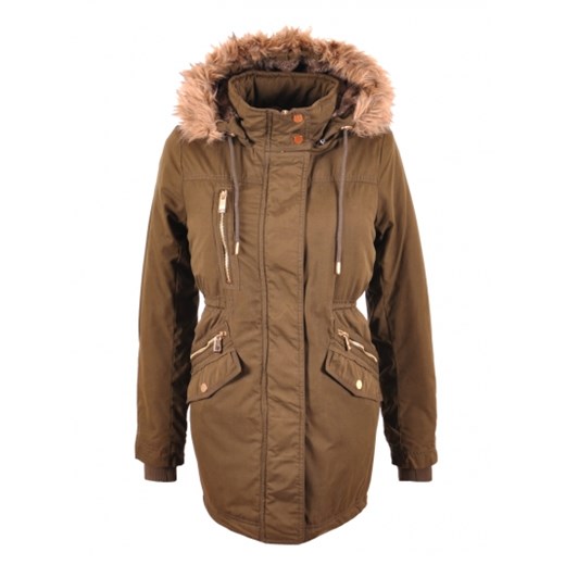 Damska kurtka parka ocieplana - 3 kolory petiten brazowy zima