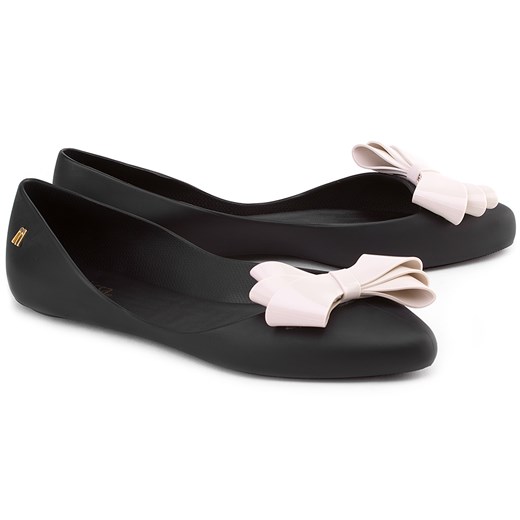 MELISSA Trippy IV - Czarne Gumowe Baleriny Damskie - 31618 51496 mivo szary Balerinki z kokardą