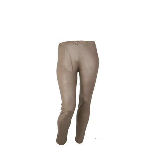 Modne skórkowe beżowe legginsy modne-duze-rozmiary szary elastan
