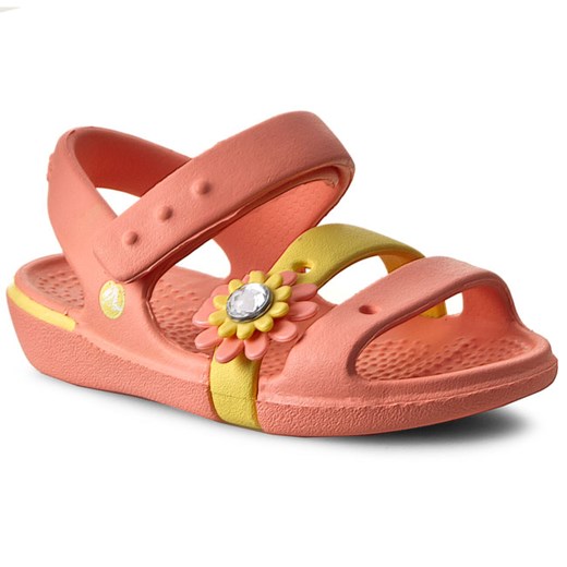 Sandały CROCS - Keeley Petal Charm Sandal Ps 14852 Melon/Sunshine eobuwie-pl pomaranczowy guma