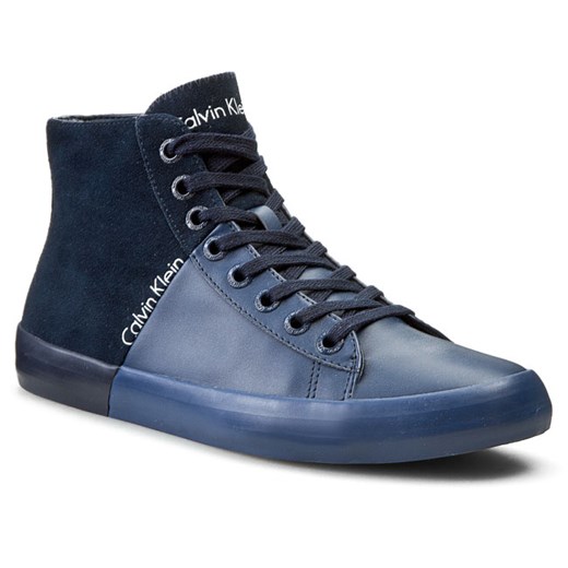 Sneakersy CALVIN KLEIN JEANS - Buck Matte Smooth/Suede SE8463  Midnight eobuwie-pl niebieski jesień