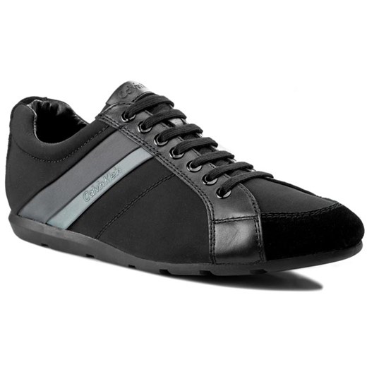 Sneakersy CALVIN KLEIN PLATINUM - Unique Nylon/Nappa/Suede O10991 Black eobuwie-pl czarny płaska podeszwa