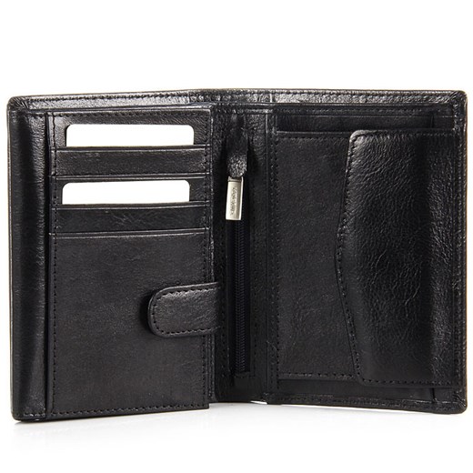 KRENIG Classic 12029 czarny portfel skórzany męski w pudełku skorzana-com szary miejsce na karty kredytowe