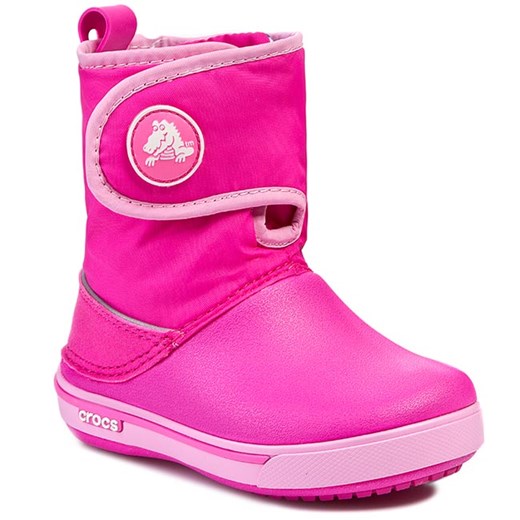 Śniegowce CROCS - Crocband II.5 Gust Boot Kids 12905 Neon Magenta/Carnation eobuwie-pl rozowy guma