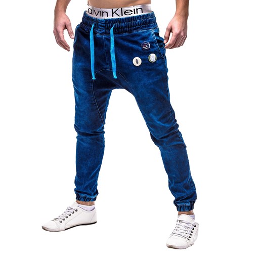 Spodnie P202 -  CIEMNY JEANS ombre granatowy jeans
